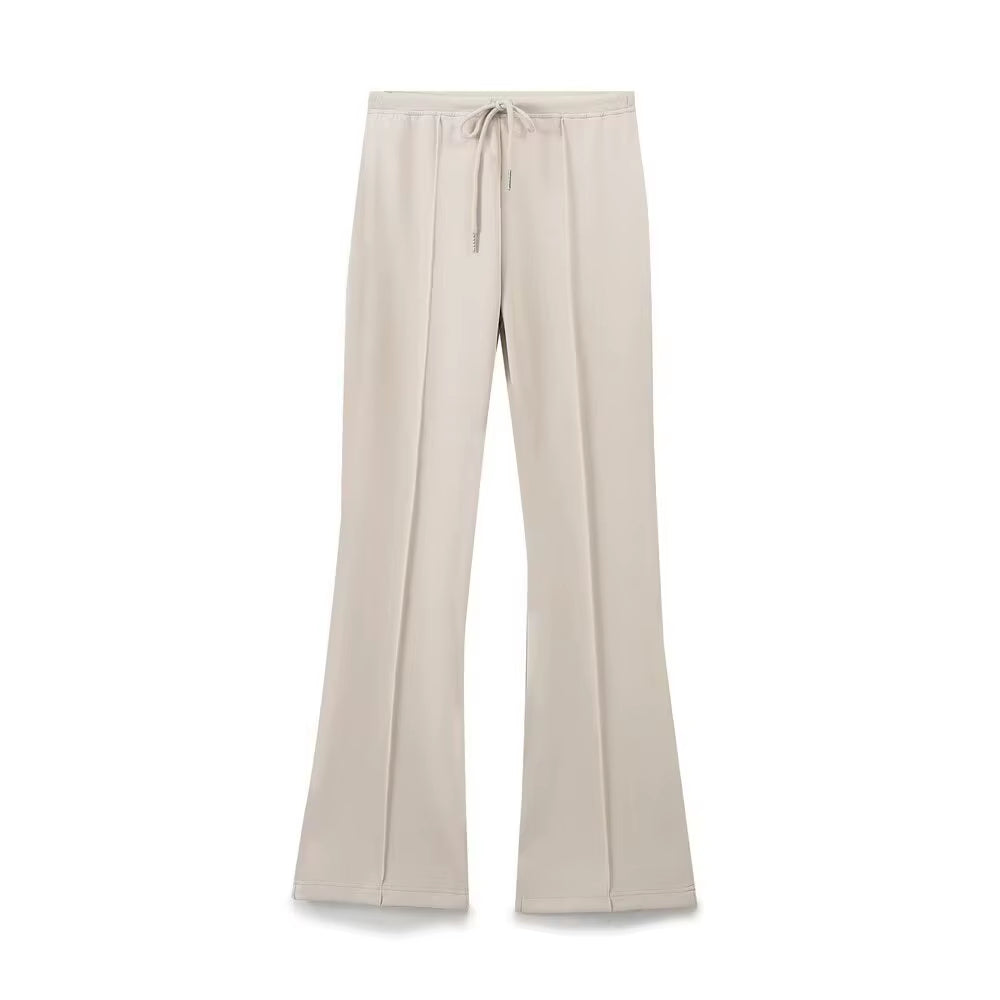 RARA Women'S Hooded Zip up Cropped Jacket and Drawstring Flared Pants Set Cozy and Stylish for Daily and Sporty Looks
