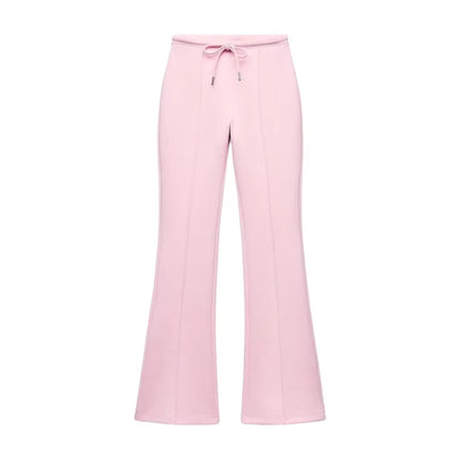 RARA Women'S Hooded Zip up Cropped Jacket and Drawstring Flared Pants Set Cozy and Stylish for Daily and Sporty Looks
