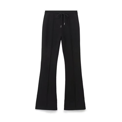 RARA Women'S Hooded Zip up Cropped Jacket and Drawstring Flared Pants Set Cozy and Stylish for Daily and Sporty Looks