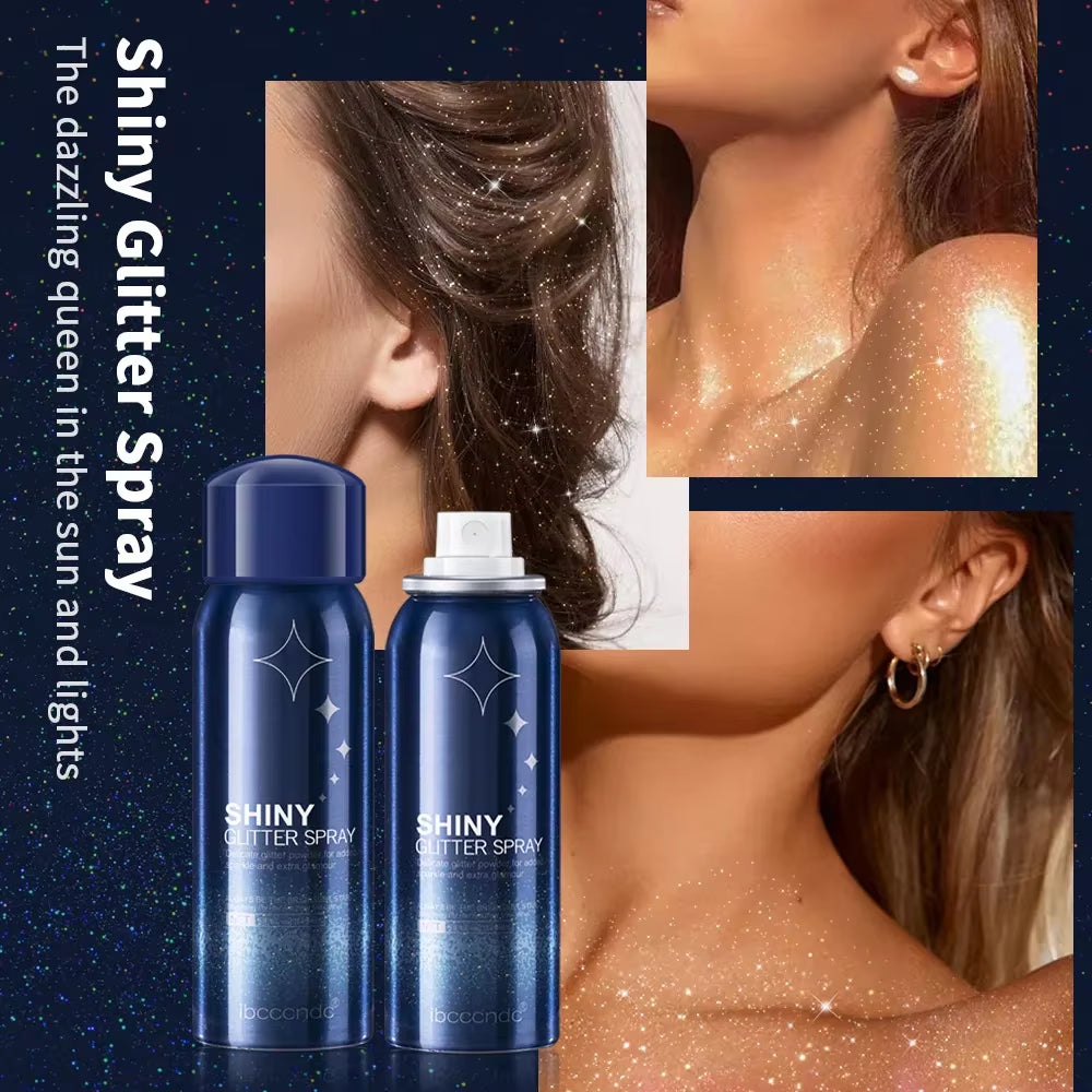 Shiny Glitter Spray for Hair Face Body High Gloss Glitter Powder Fine Mist Feeling Long-Lasting Party Club Glitter Spray