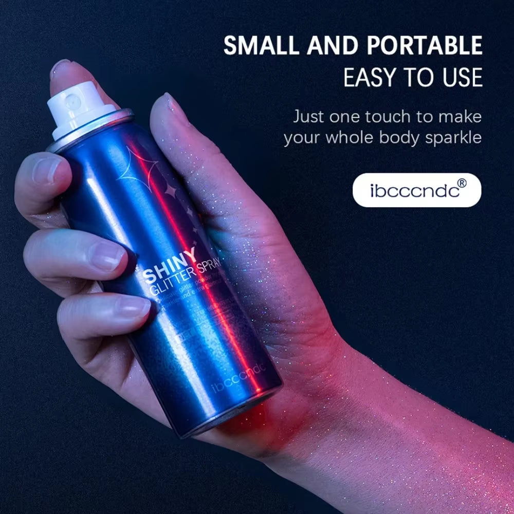 Shiny Glitter Spray for Hair Face Body High Gloss Glitter Powder Fine Mist Feeling Long-Lasting Party Club Glitter Spray