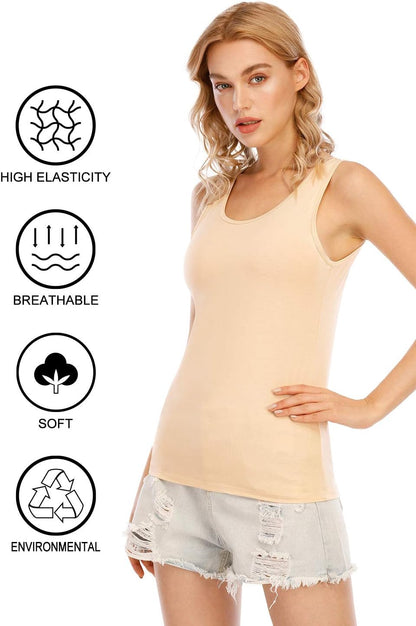 Basic Tank Tops for Women Undershirts Tanks Top Lightweight Camis Tank Tops 4-Pack