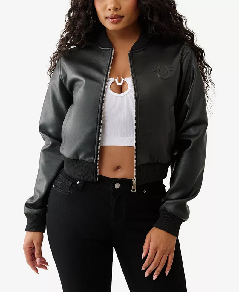 Women'S Crop True Religion Bomber Jacket