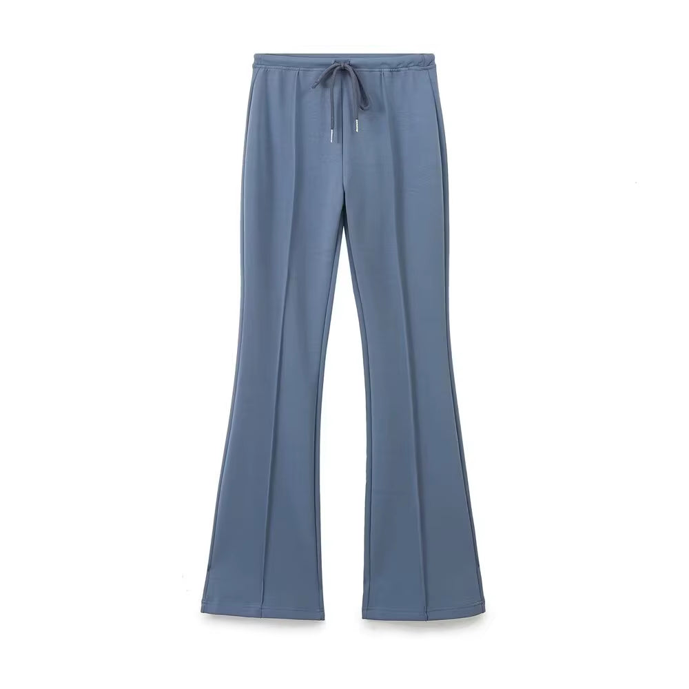 RARA Women'S Hooded Zip up Cropped Jacket and Drawstring Flared Pants Set Cozy and Stylish for Daily and Sporty Looks