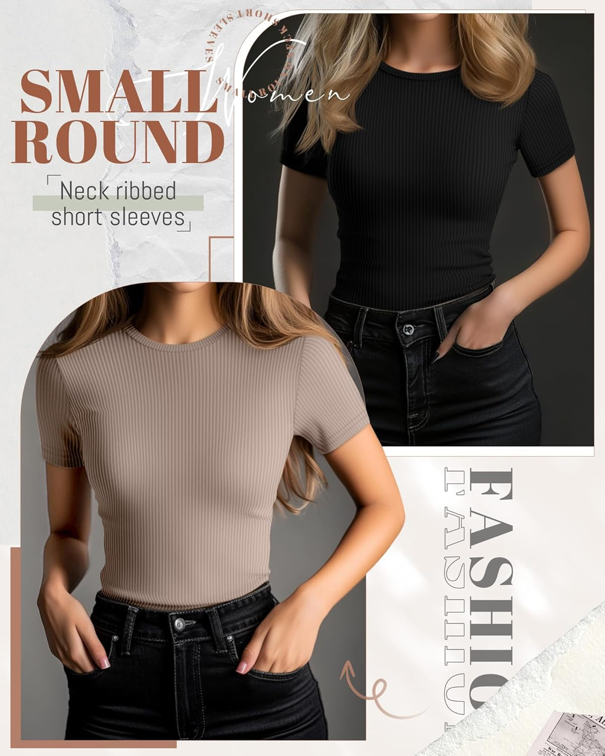 3 Pack Women'S Ribbed T-Shirts, Cotton Short Sleeve Basic Tees Crewneck Fitted Tops Casual Shirts 2025 Summer Trendy