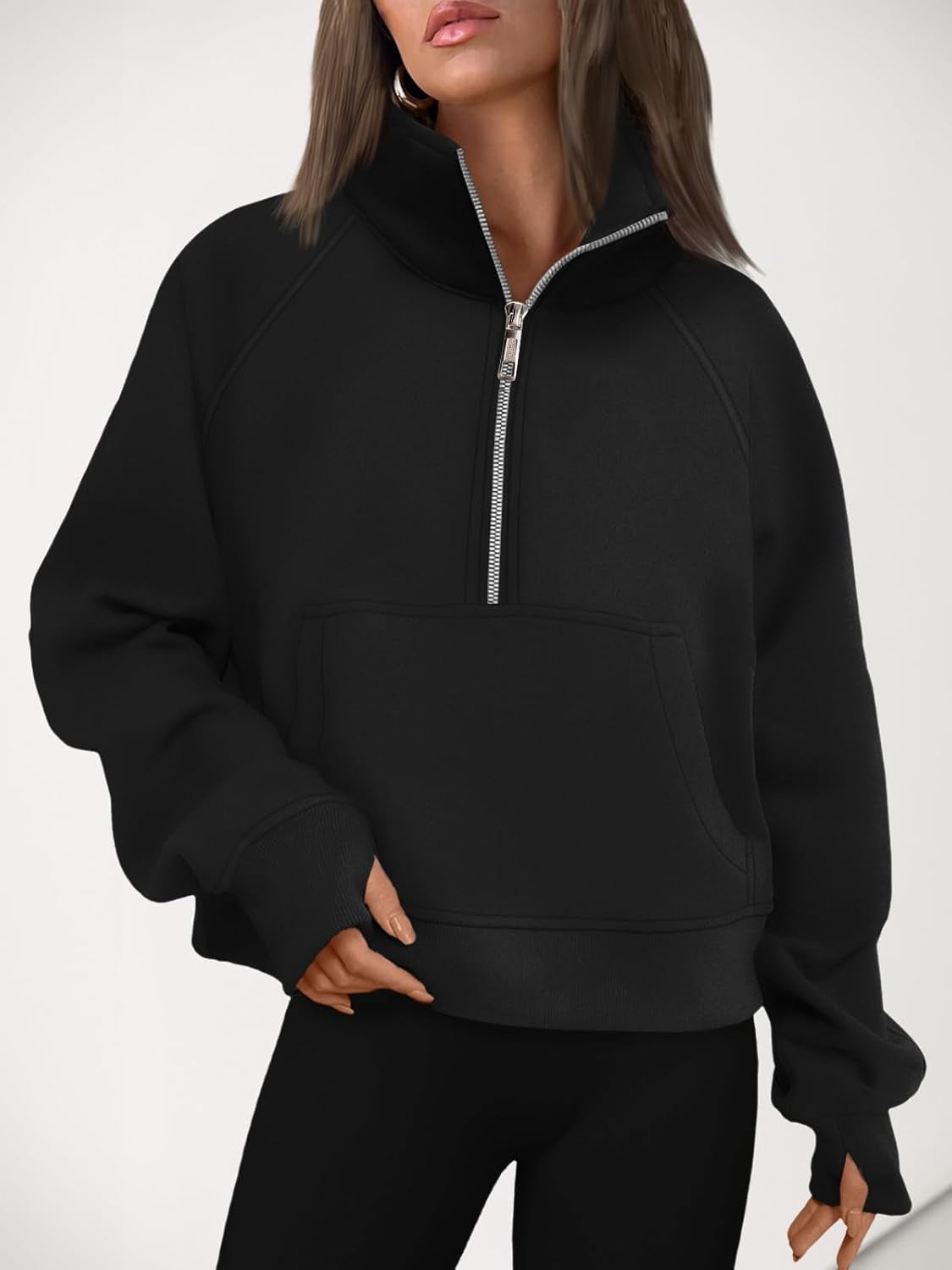 Womens Sweatshirts Half Zip Cropped Pullover Fleece Quarter Zipper Hoodies 2025 Fall Fashion Outfits Clothes