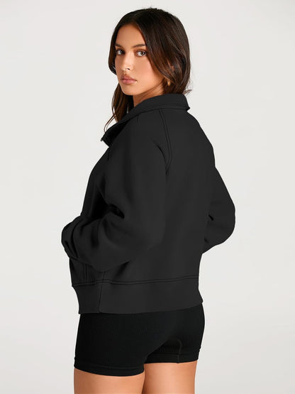 Womens Sweatshirts Half Zip Cropped Pullover Fleece Quarter Zipper Hoodies 2025 Fall Fashion Outfits Clothes