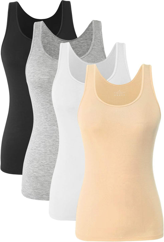 Basic Tank Tops for Women Undershirts Tanks Top Lightweight Camis Tank Tops 4-Pack