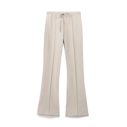 RARA Women'S Hooded Zip up Cropped Jacket and Drawstring Flared Pants Set Cozy and Stylish for Daily and Sporty Looks
