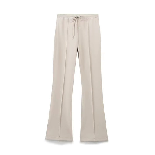 RARA Women'S Hooded Zip up Cropped Jacket and Drawstring Flared Pants Set Cozy and Stylish for Daily and Sporty Looks