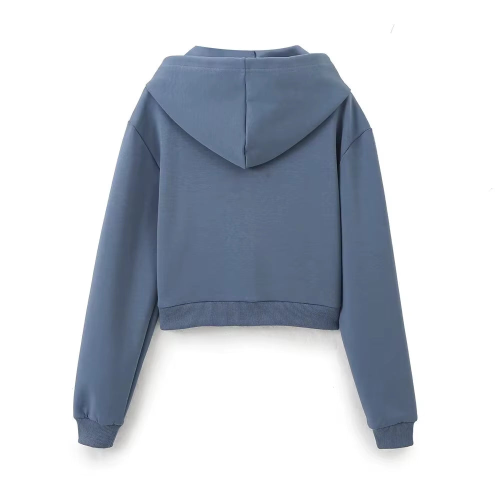 RARA Women'S Hooded Zip up Cropped Jacket and Drawstring Flared Pants Set Cozy and Stylish for Daily and Sporty Looks