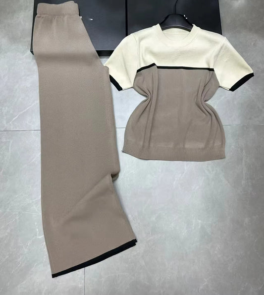 Casual Knitted Two-Piece Set Women'S Fashionable Embroidered Lettering Ensemble Spring Summer New Arrival Age-Defying Design