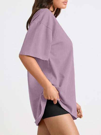 Womens Oversized Summer T Shirts Fashion Workout plus Size Tops Short Sleeve Beach Vacation Gym Clothes 2025
